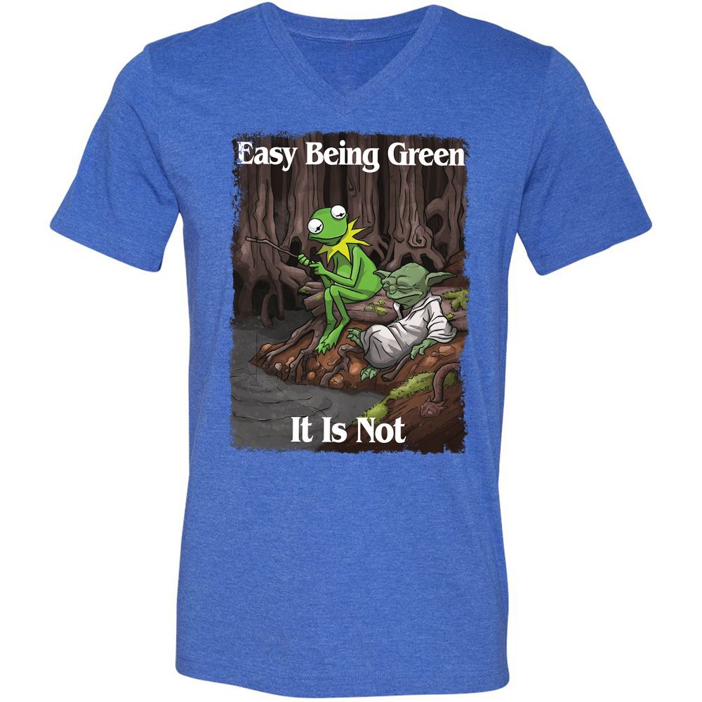 Unisex V-Neck T-Shirt - NWD2F4JE - Heather True Royal - 14