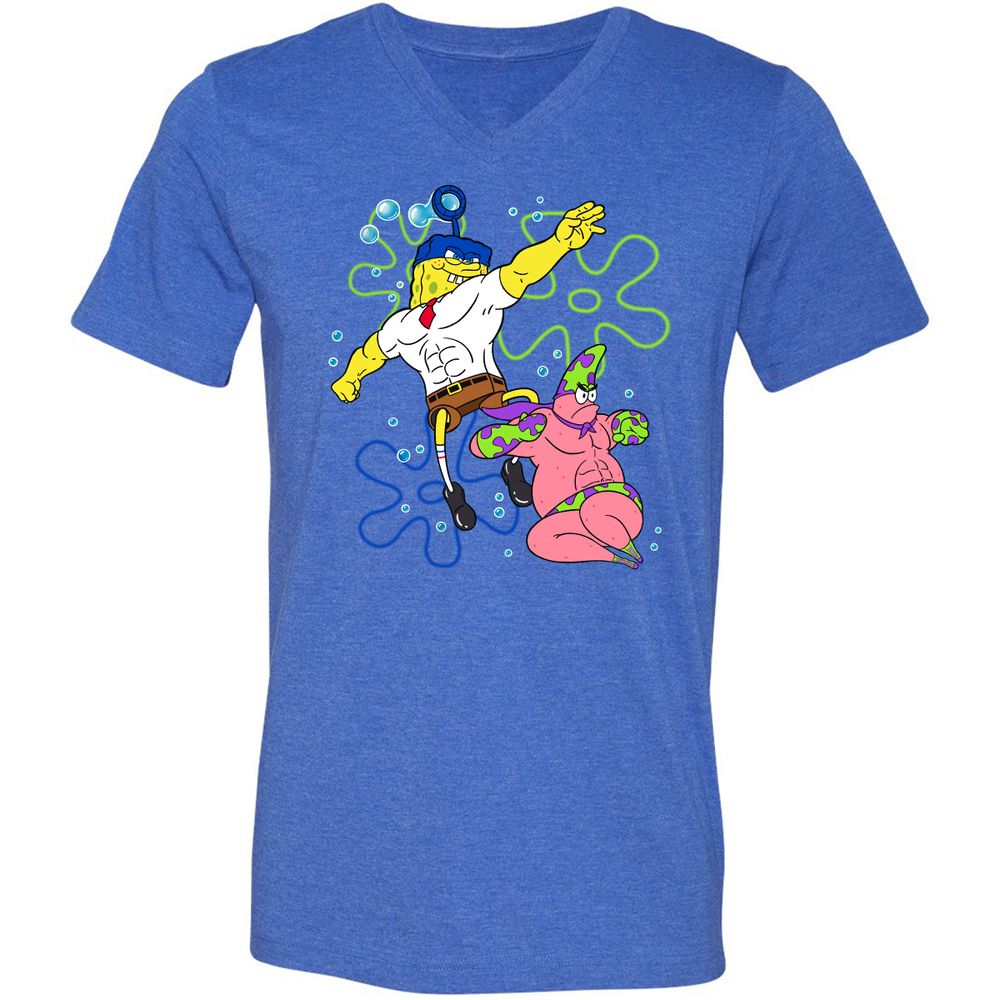 Unisex V-Neck T-Shirt - 8RRK6HKW - Heather True Royal - 14