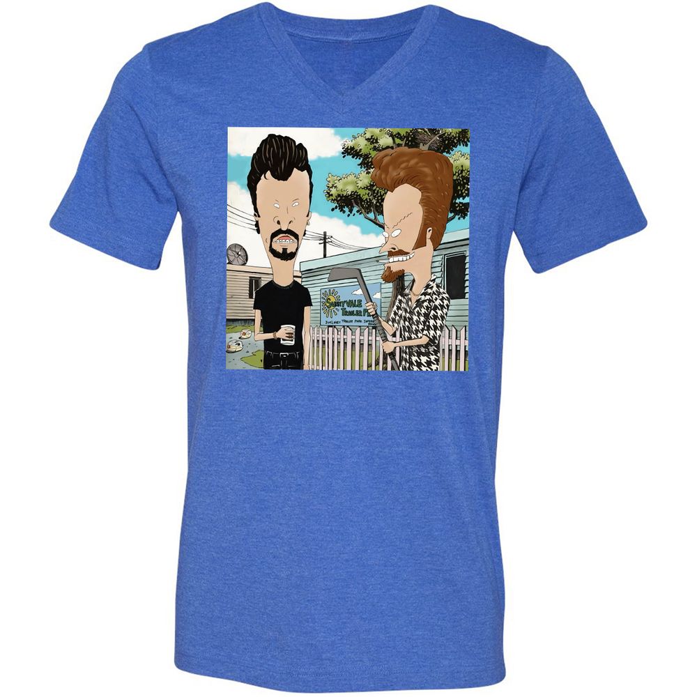 Unisex V-Neck T-Shirt - RGEPDWUW - Heather True Royal - 14