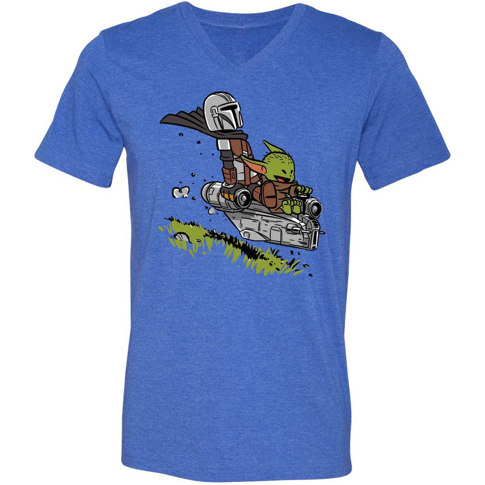 Unisex V-Neck T-Shirt - FA8AQ1J4 - Heather True Royal - 14