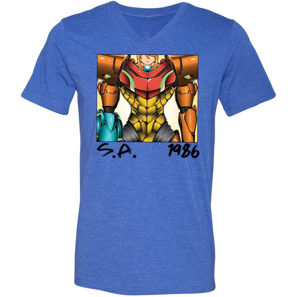 Unisex V-Neck T-Shirt - DR59PR82 - Heather True Royal - 14