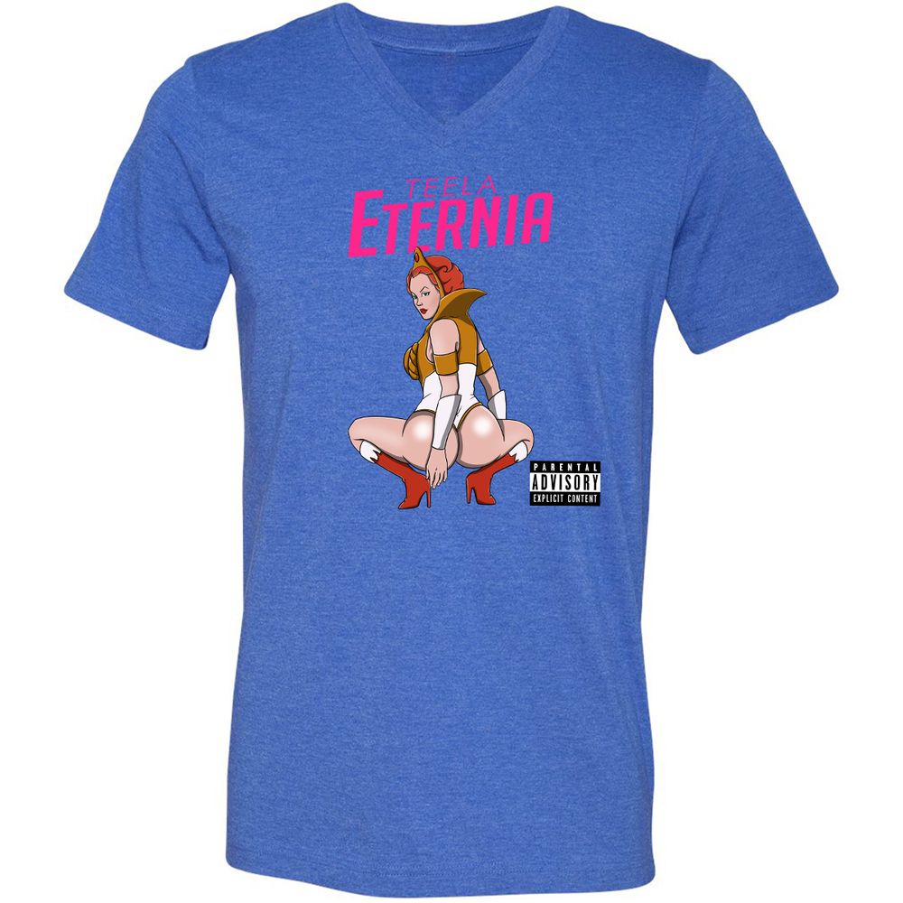 Unisex V-Neck T-Shirt - 2JQC4A8E - Heather True Royal - 14