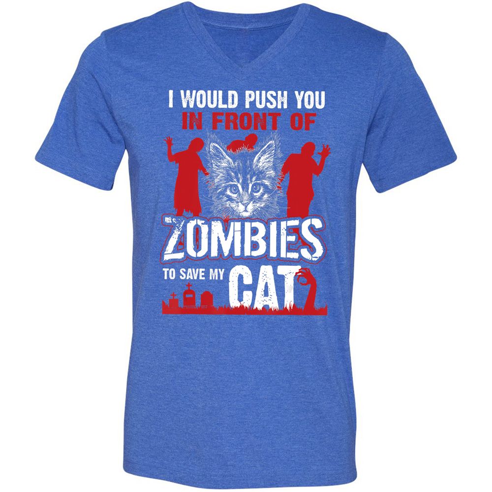 Unisex V-Neck T-Shirt - 77QDTDUV - Heather True Royal - 14