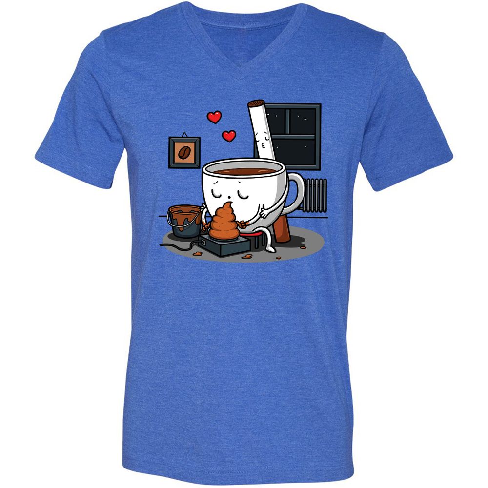 Unisex V-Neck T-Shirt - UFUZXEHZ - Heather True Royal - 14
