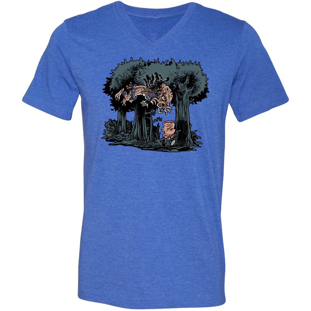 Unisex V-Neck T-Shirt - F4BRT1PJ - Heather True Royal - 14