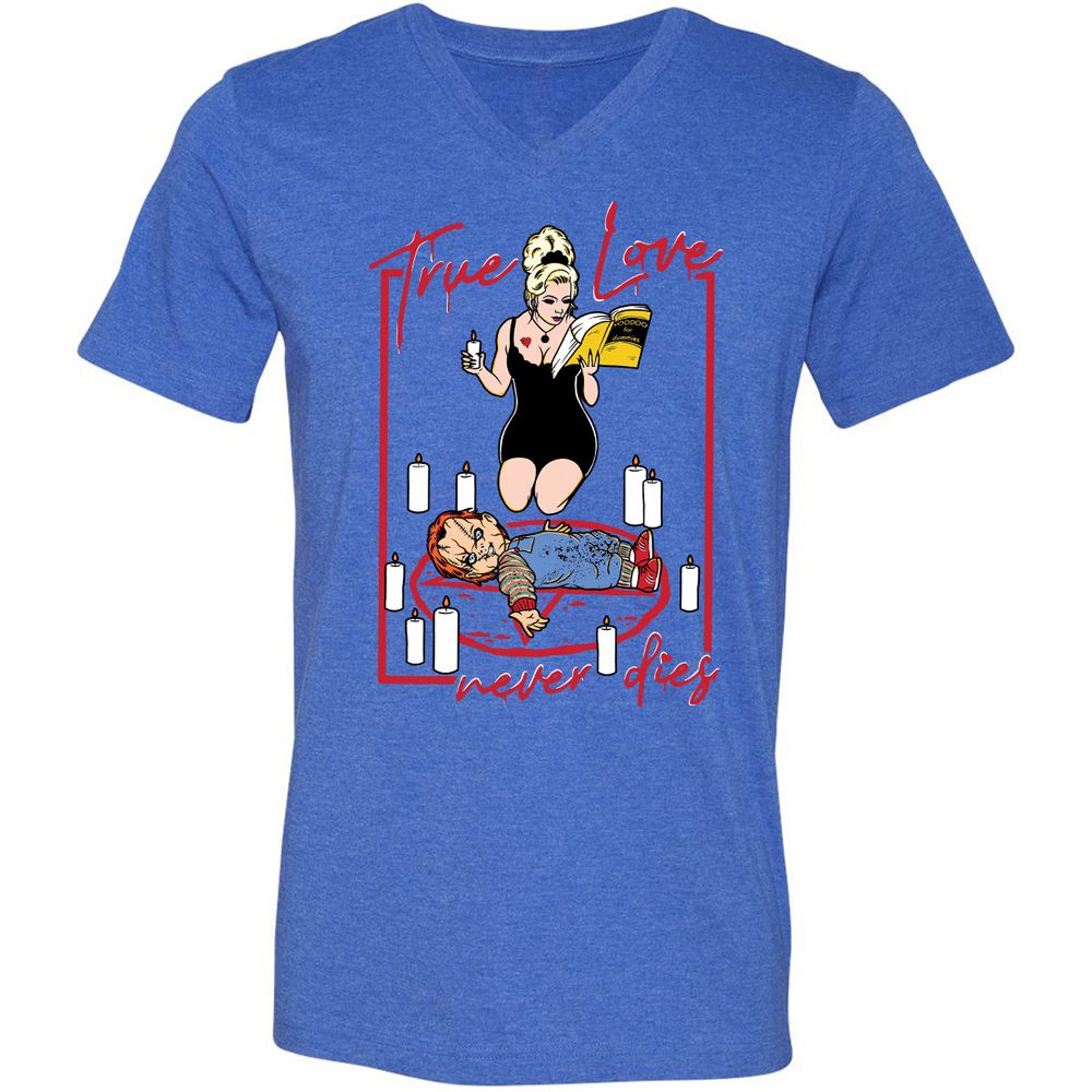 Unisex V-Neck T-Shirt - 2KHUJW56 - Heather True Royal - 14