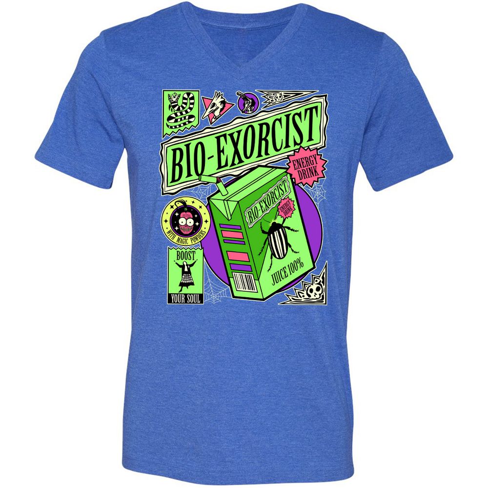 Unisex V-Neck T-Shirt - MJYZQLCX - Heather True Royal - 14