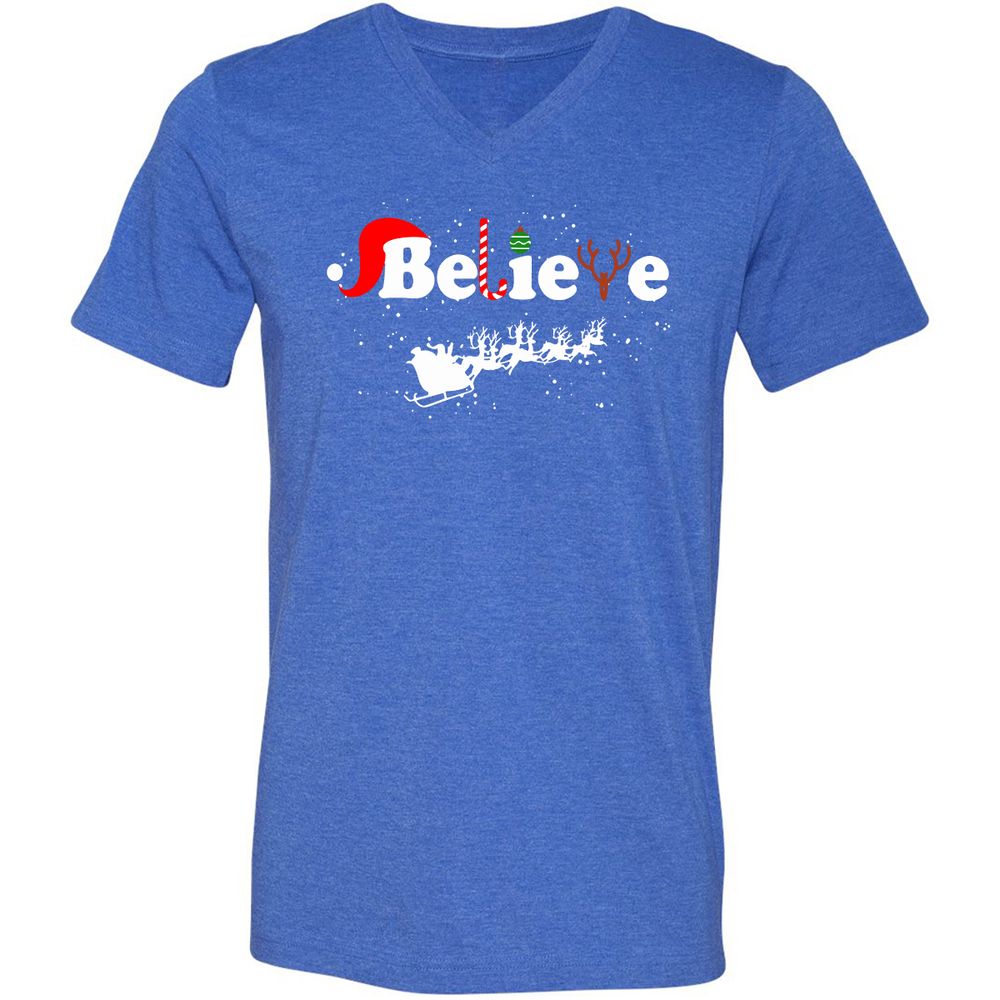 Unisex V-Neck T-Shirt - A1RGGHSU - Heather True Royal - 14