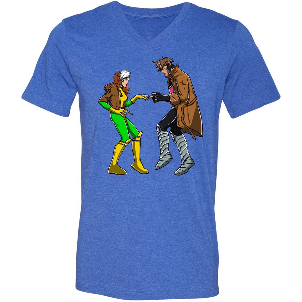 Unisex V-Neck T-Shirt - 6PEEXNZE - Heather True Royal - 14