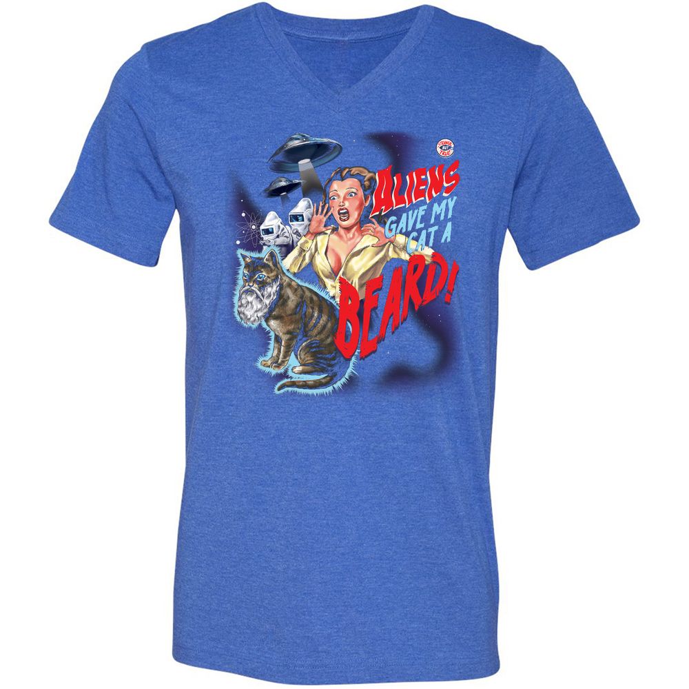 Unisex V-Neck T-Shirt - C7CU91FH - Heather True Royal - 14