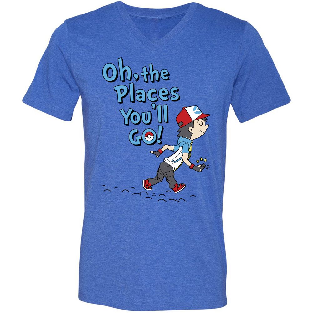 Unisex V-Neck T-Shirt - VKKEG6FM - Heather True Royal - 14