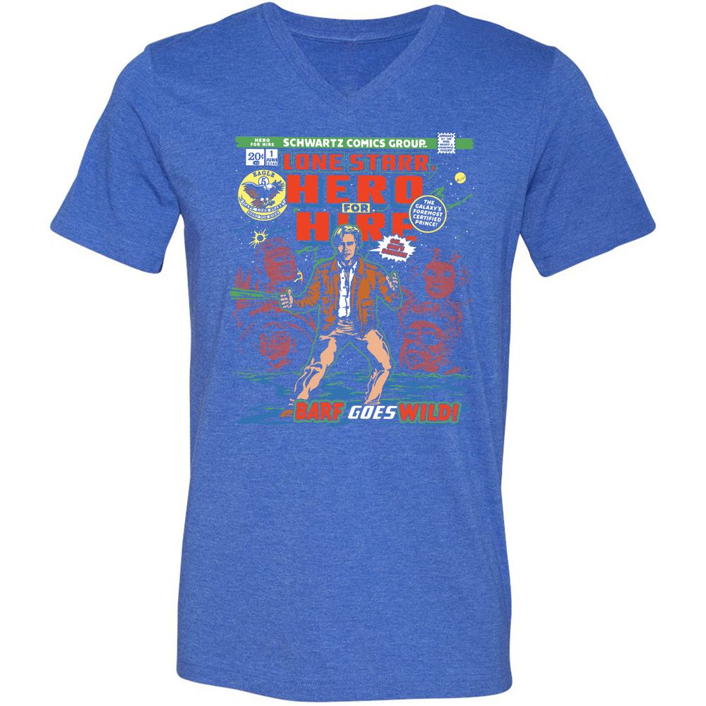 Unisex V-Neck T-Shirt - G9DLJXX4 - Heather True Royal - 14