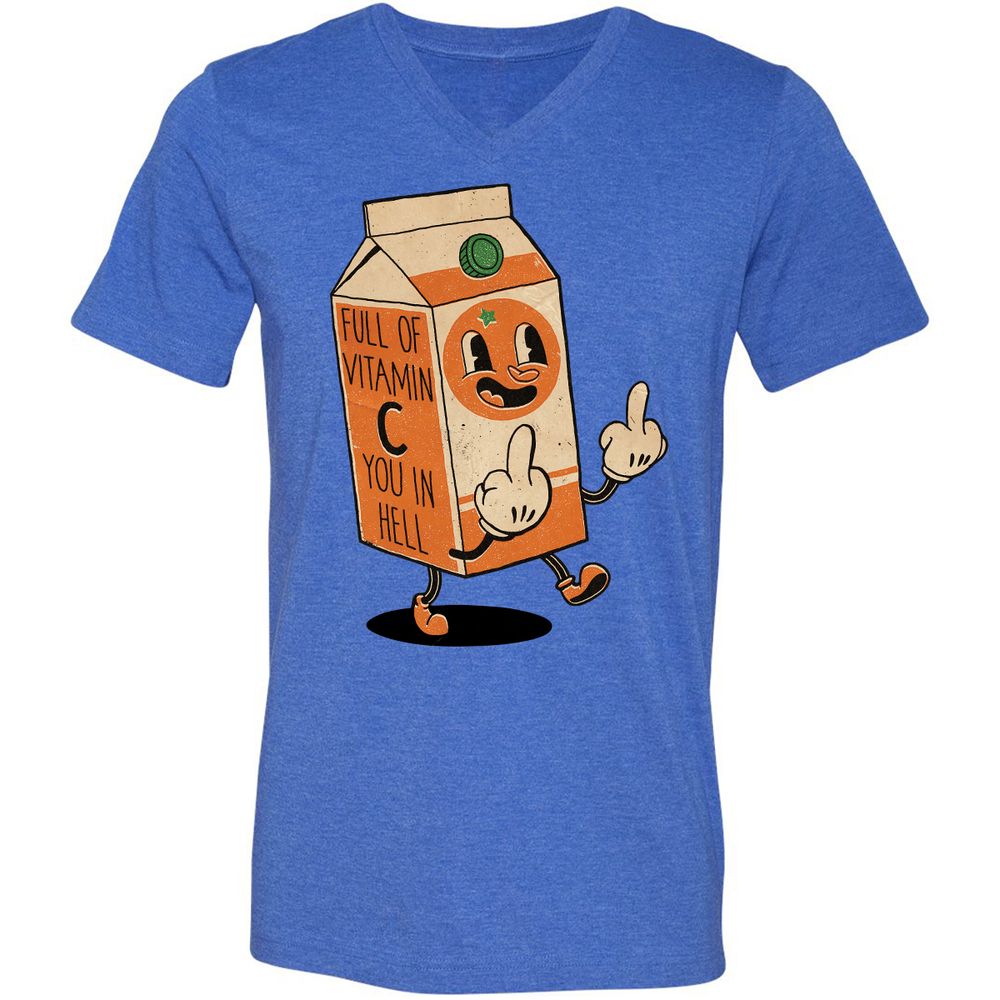 Unisex V-Neck T-Shirt - WPVLZNC8 - Heather True Royal - 14