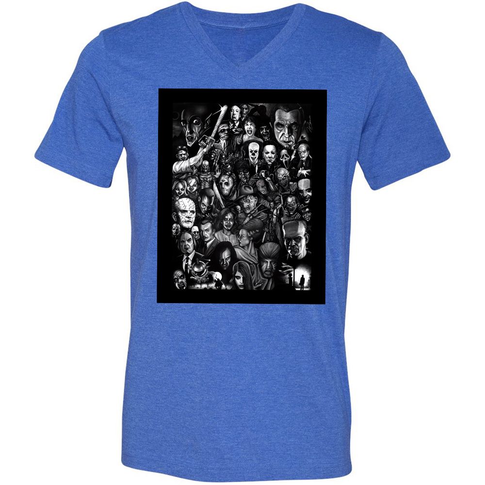 Unisex V-Neck T-Shirt - 6T2HHNBZ - Heather True Royal - 14