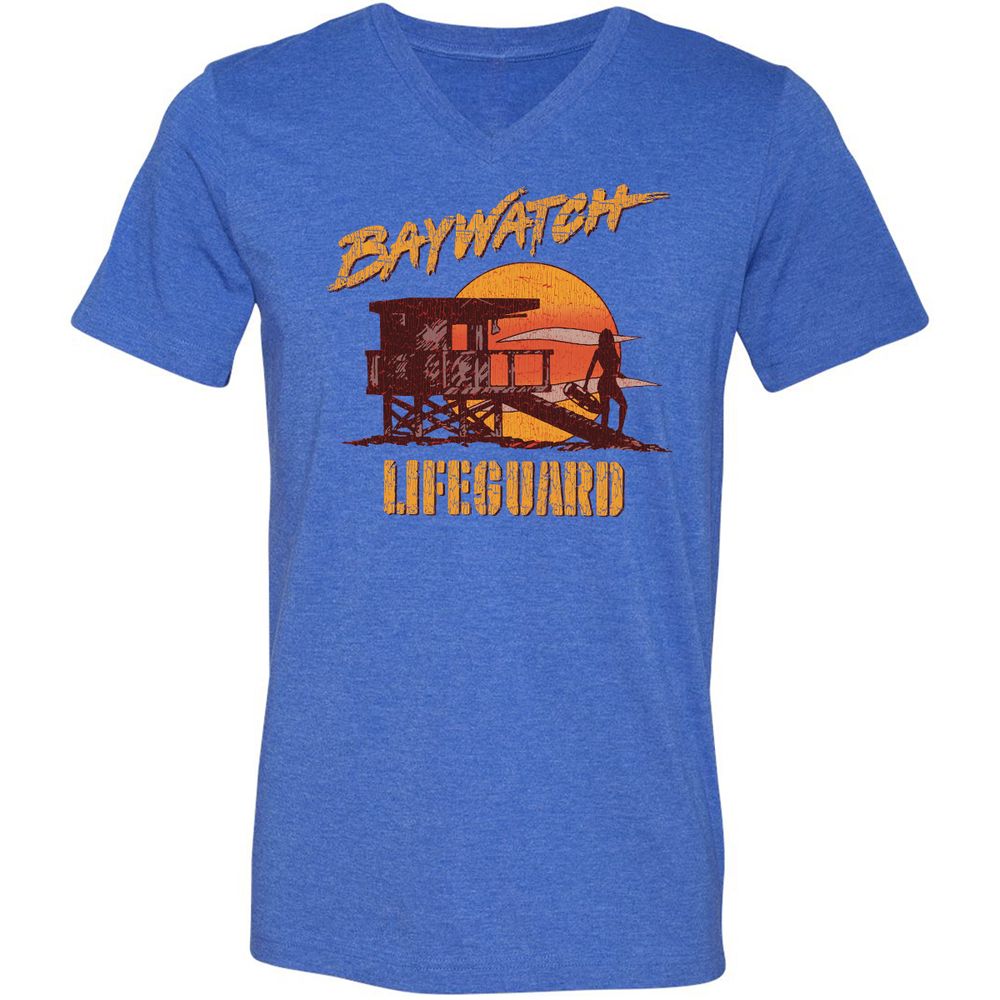 Unisex V-Neck T-Shirt - UXSYPVSZ - Heather True Royal - 14