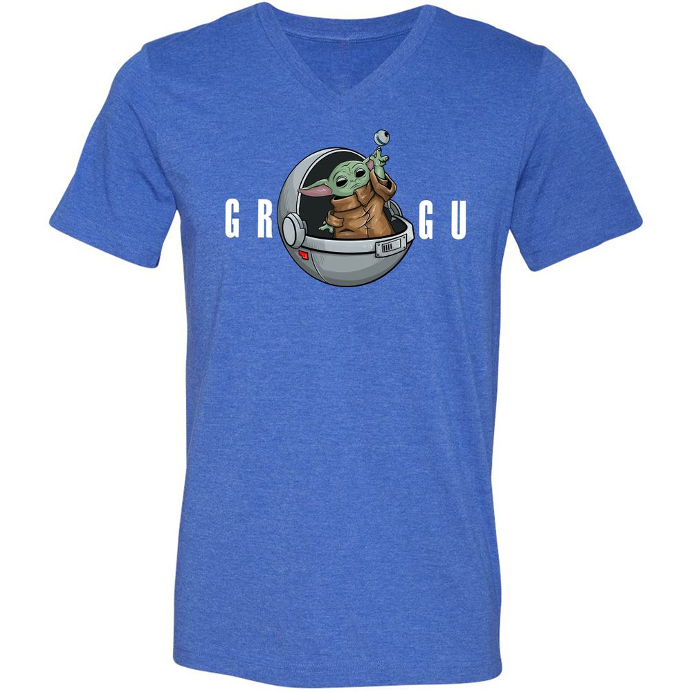 Unisex V-Neck T-Shirt - RQE1MJUL - Heather True Royal - 14