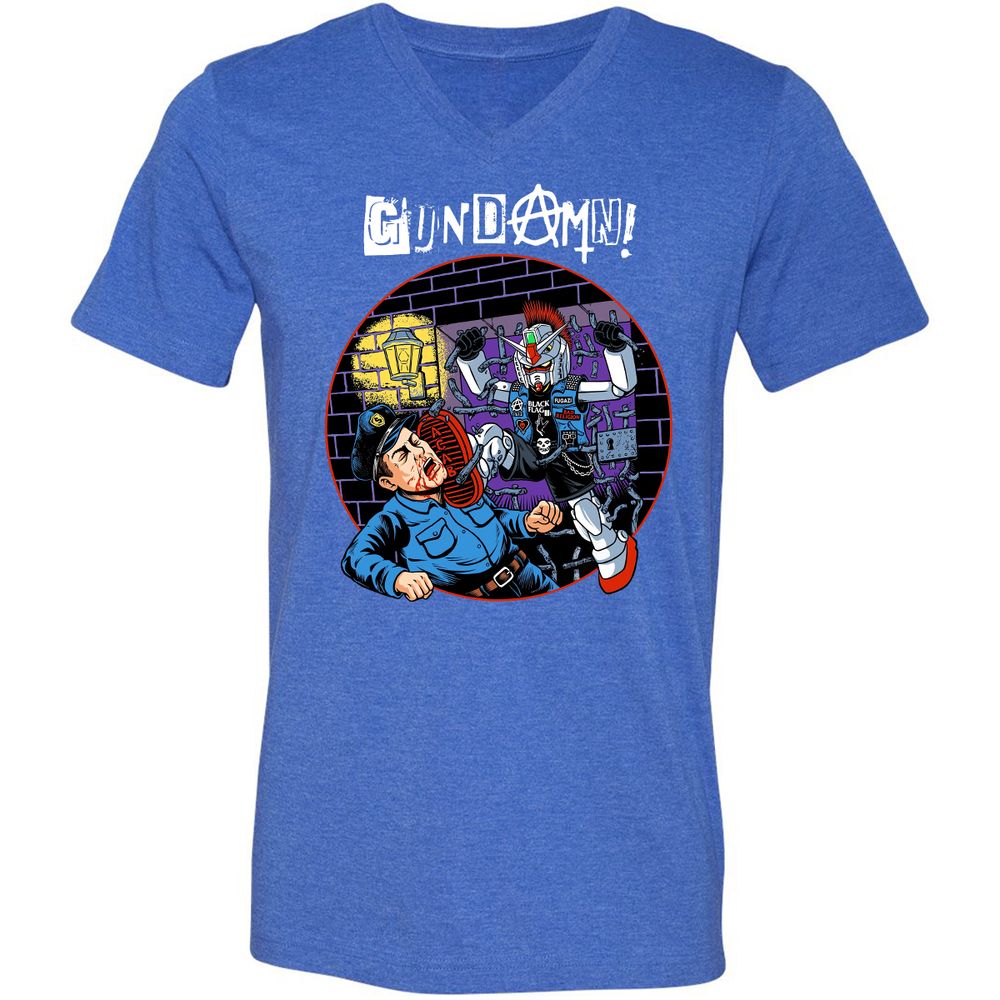 Unisex V-Neck T-Shirt - ZL4MBJFX - Heather True Royal - 14