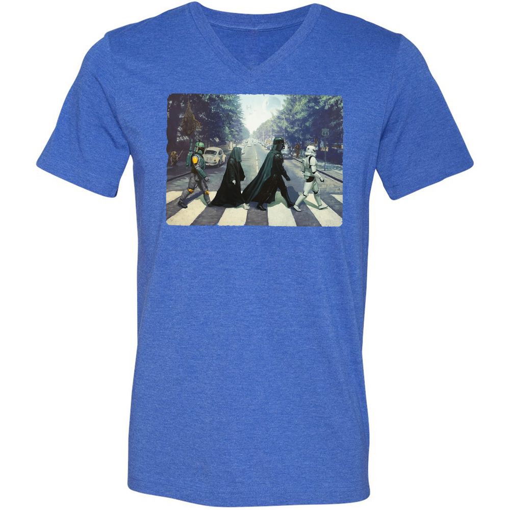 Unisex V-Neck T-Shirt - KT87ND3C - Heather True Royal - 14