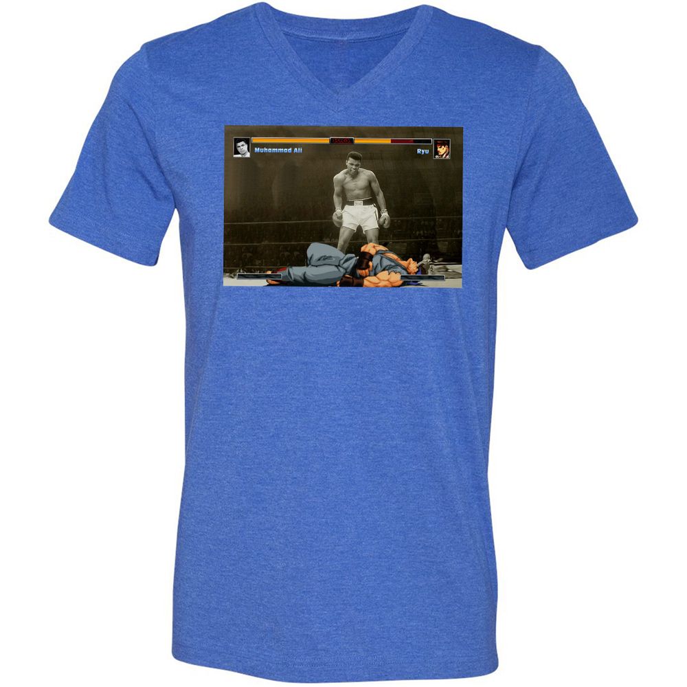 Unisex V-Neck T-Shirt - BUMUMRWG - Heather True Royal - 14