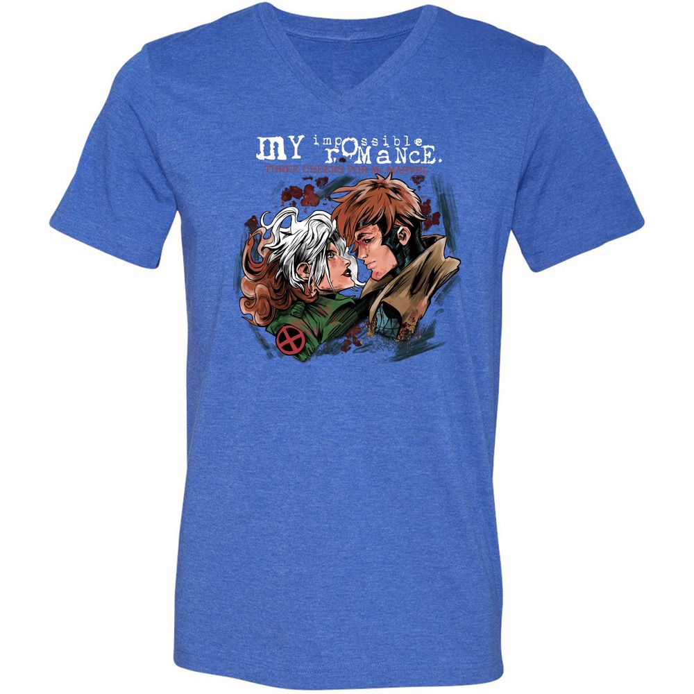 Unisex V-Neck T-Shirt - R79XZXU3 - Heather True Royal - 14