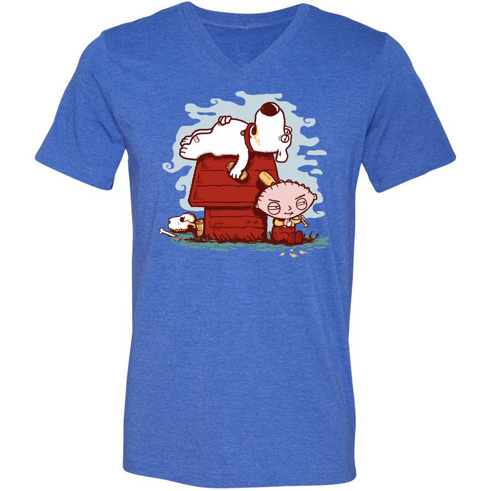 Unisex V-Neck T-Shirt - DE8JU9S1 - Heather True Royal - 14