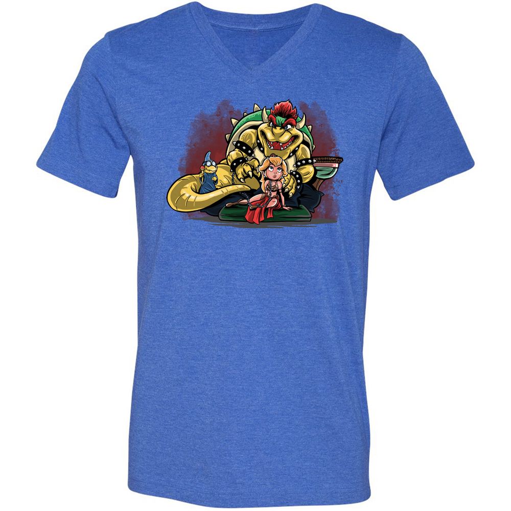 Unisex V-Neck T-Shirt - PANUNVZT - Heather True Royal - 14