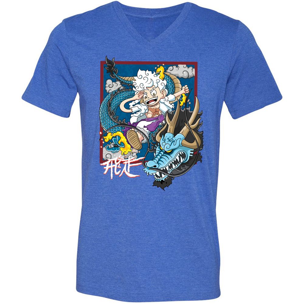 Unisex V-Neck T-Shirt - GQECQN2B - Heather True Royal - 14