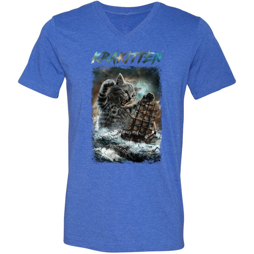 Unisex V-Neck T-Shirt - 2KDVBMXV - Heather True Royal - 14