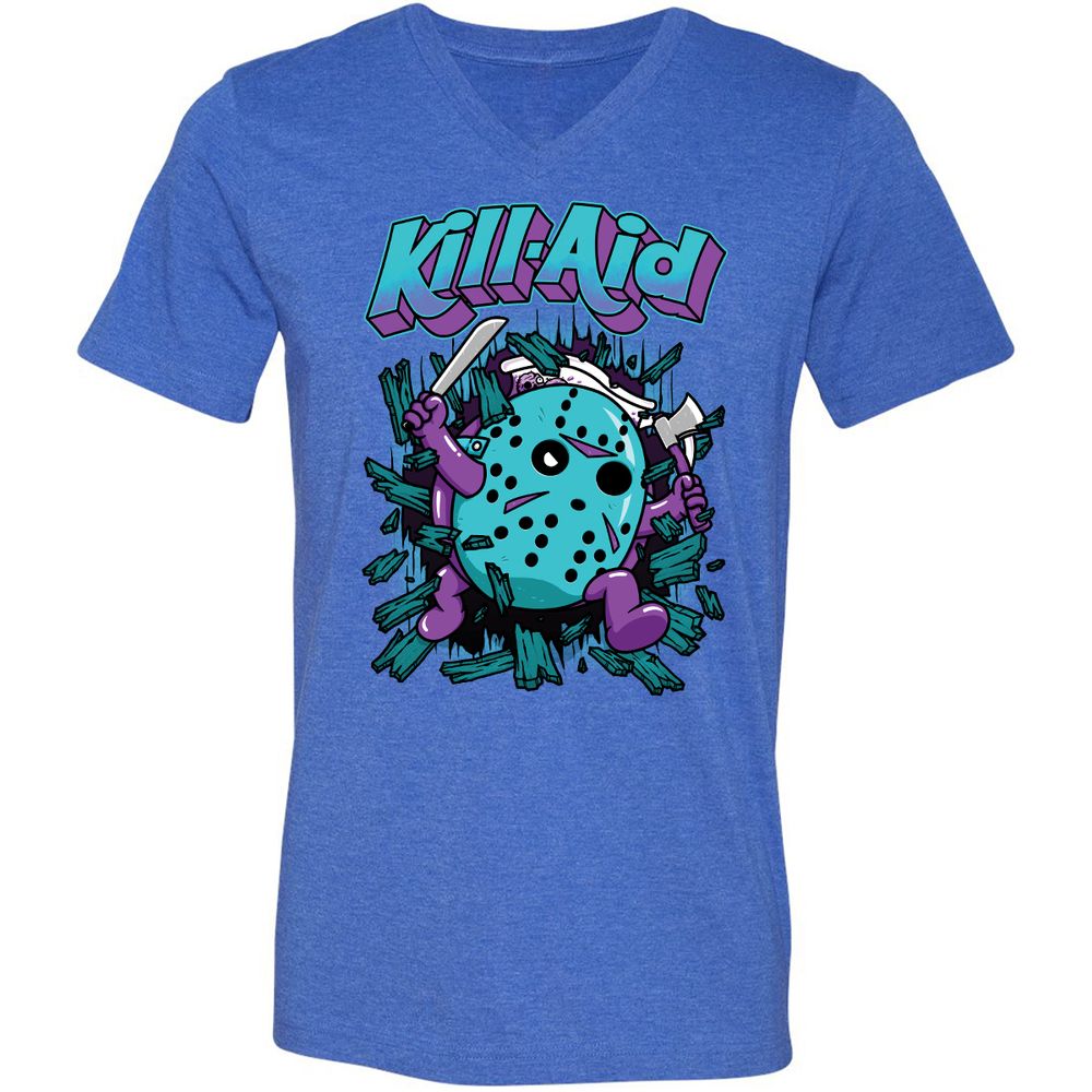 Unisex V-Neck T-Shirt - QASJDGSZ - Heather True Royal - 14