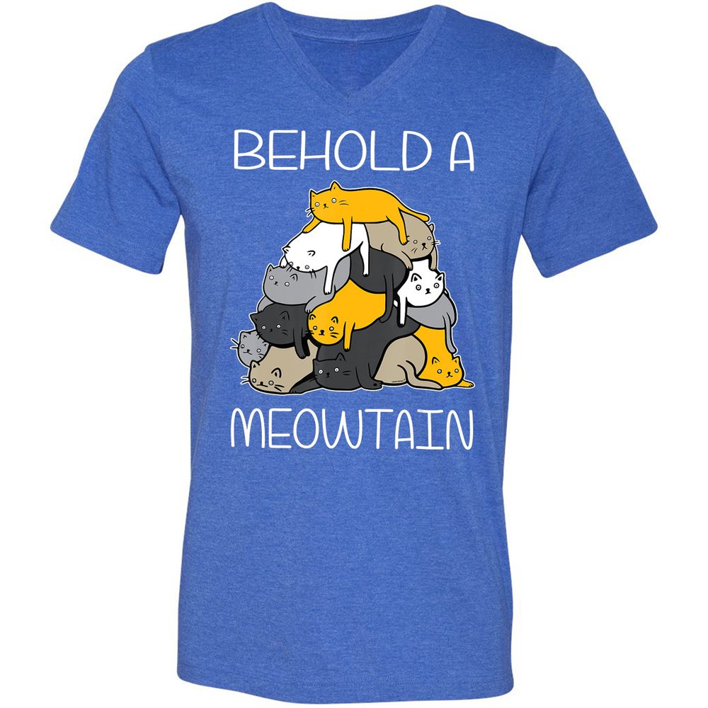 Unisex V-Neck T-Shirt - CEV3XXBY - Heather True Royal - 14