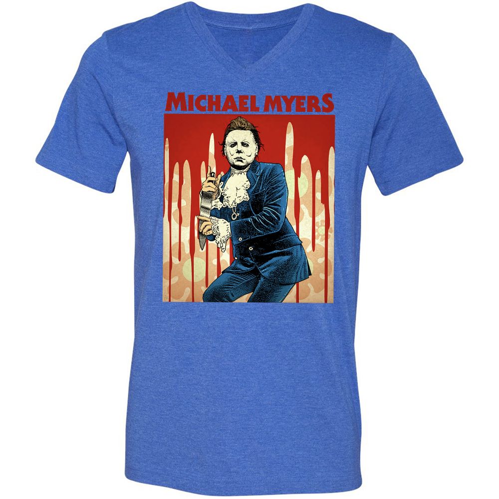 Unisex V-Neck T-Shirt - 5QMSAYPT - Heather True Royal - 14