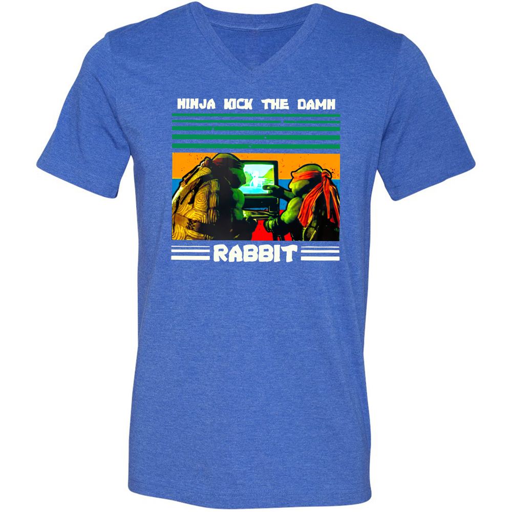 Unisex V-Neck T-Shirt - YAV7NQNL - Heather True Royal - 14