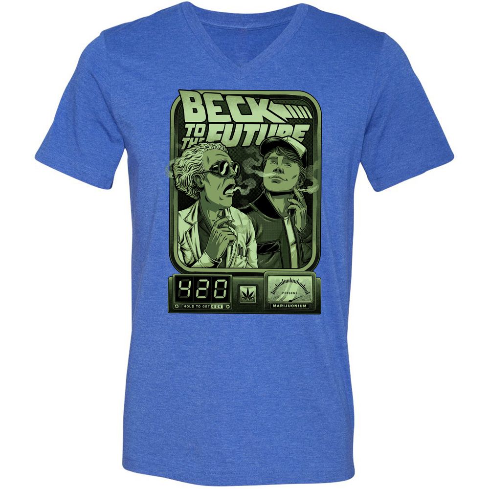 Unisex V-Neck T-Shirt - JW7P7JHN - Heather True Royal - 14