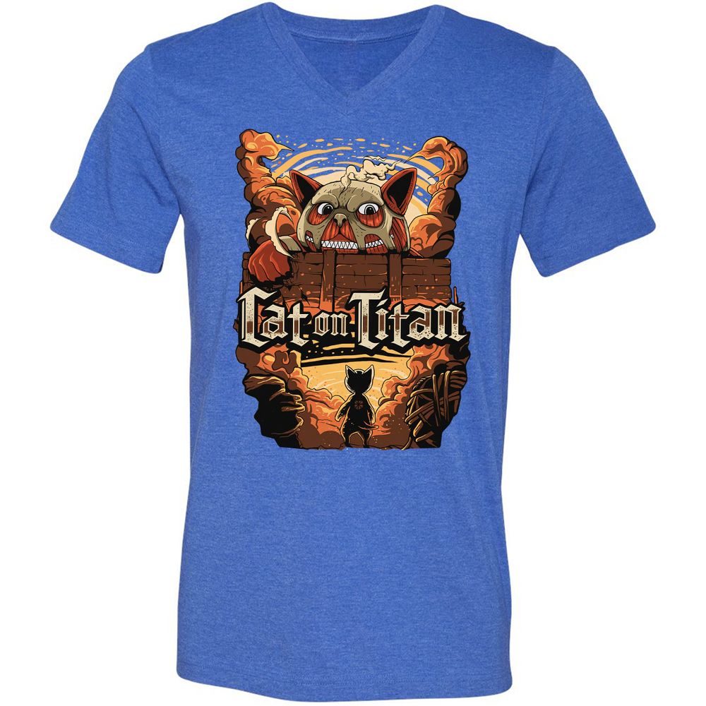 Unisex V-Neck T-Shirt - SJA7X22M - Heather True Royal - 14