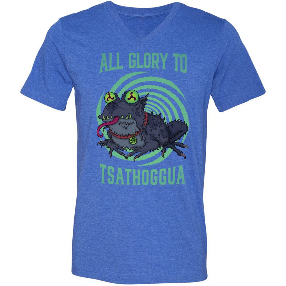 Unisex V-Neck T-Shirt - 2R1FEV9B - Heather True Royal - 14