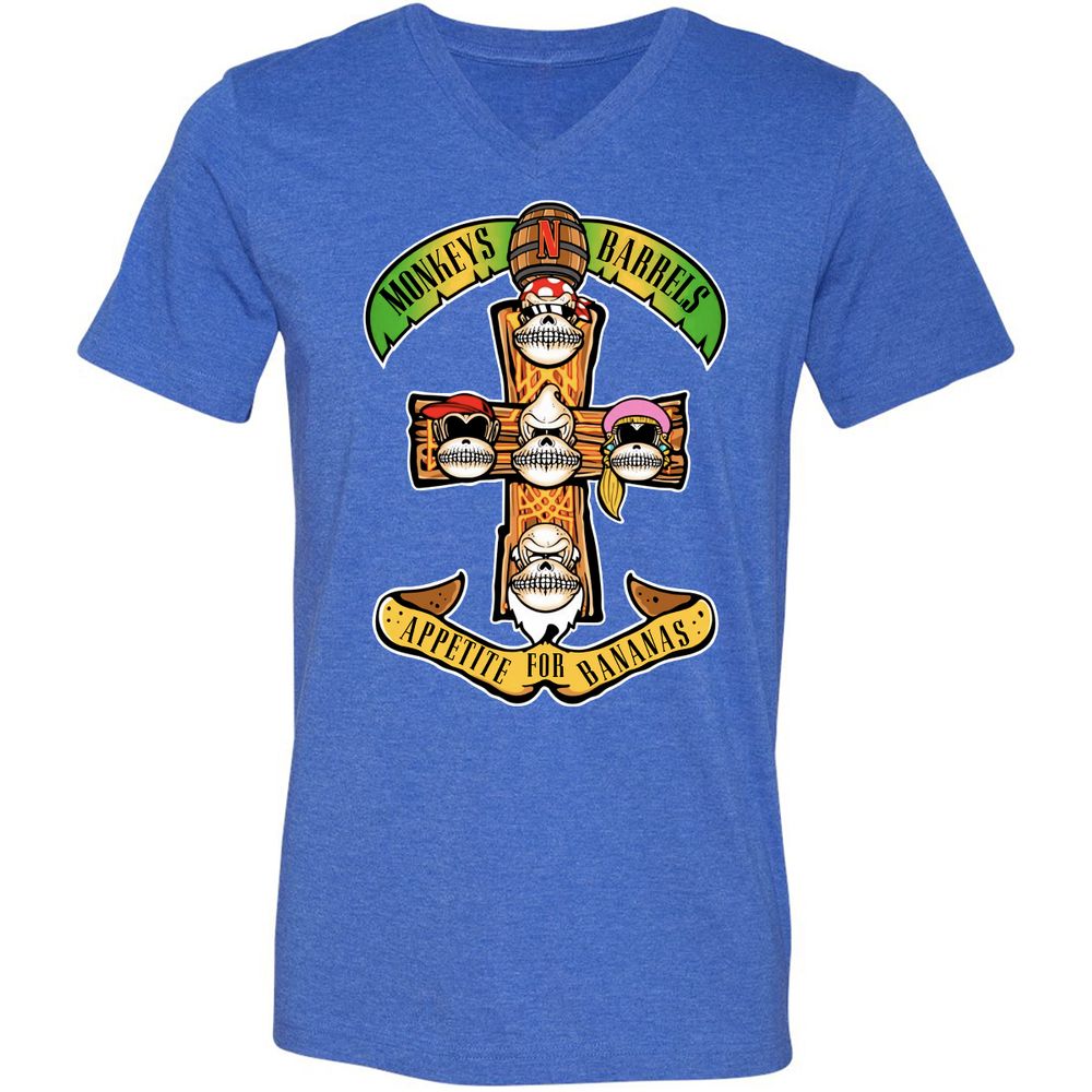 Unisex V-Neck T-Shirt - YR9YFCZ7 - Heather True Royal - 14