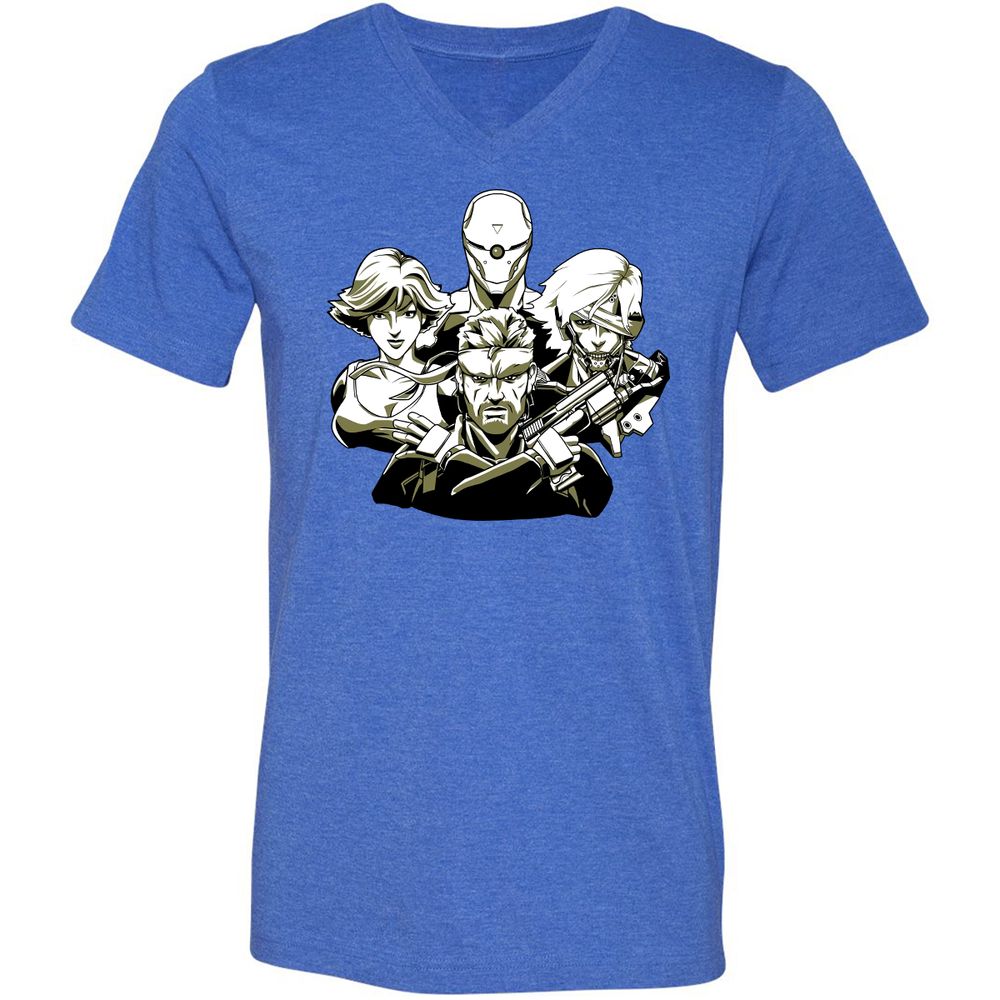 Unisex V-Neck T-Shirt - HHFRMT8S - Heather True Royal - 14