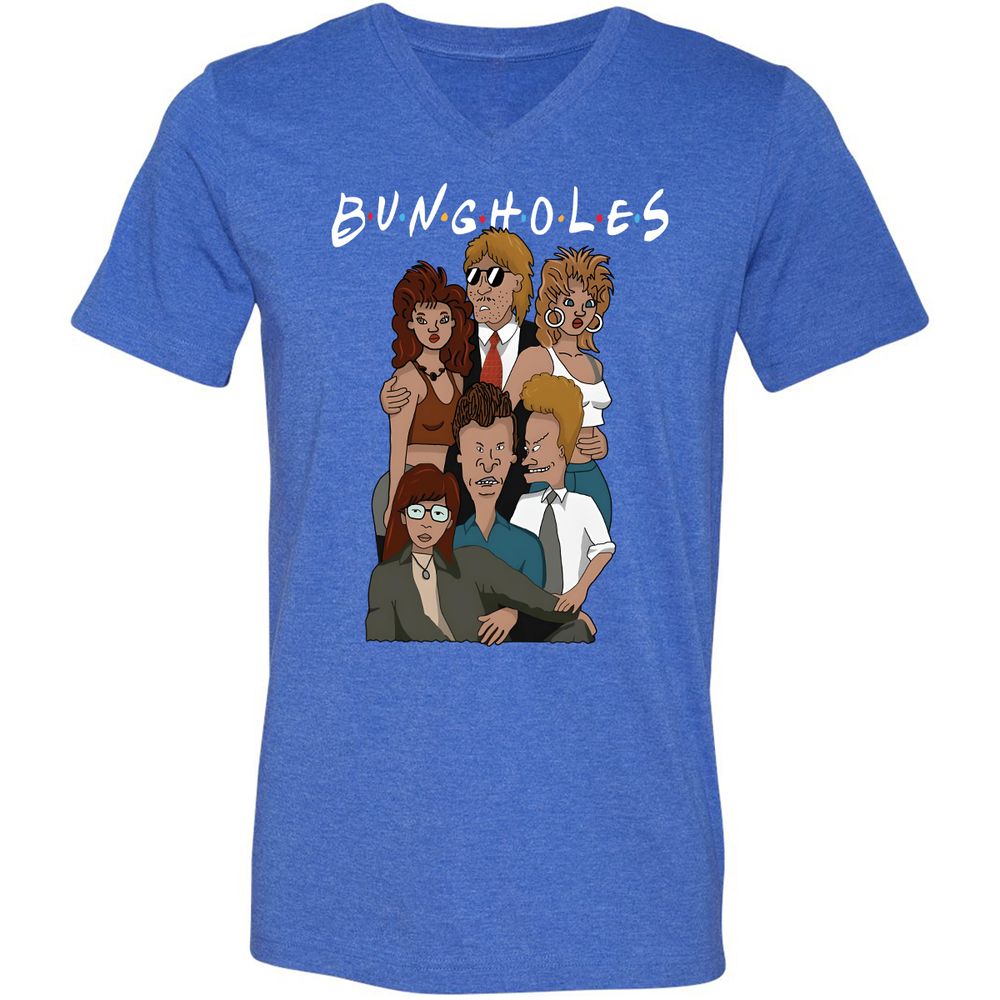 Unisex V-Neck T-Shirt - JX19L8NC - Heather True Royal - 14