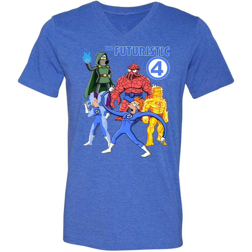 Unisex V-Neck T-Shirt - RVLHGJ8G - Heather True Royal - 14