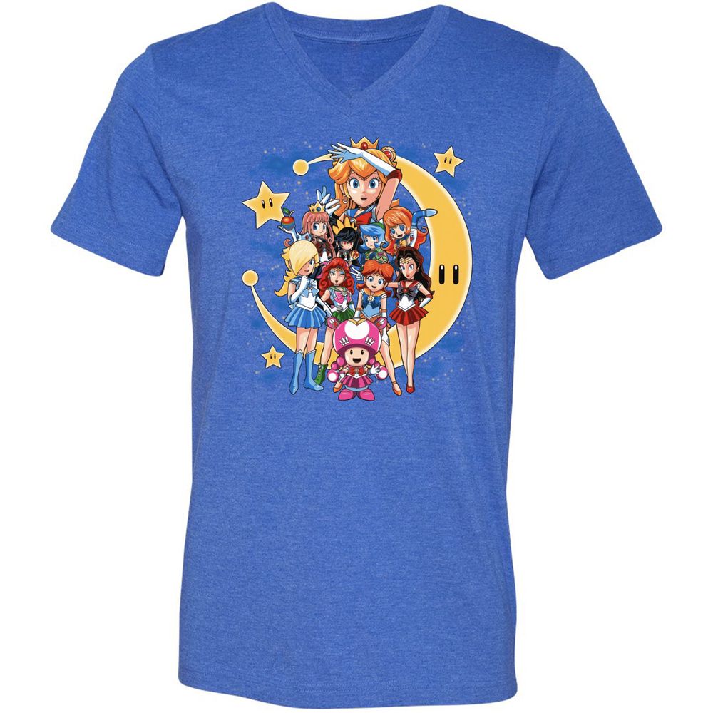 Unisex V-Neck T-Shirt - DWXWDT5J - Heather True Royal - 14