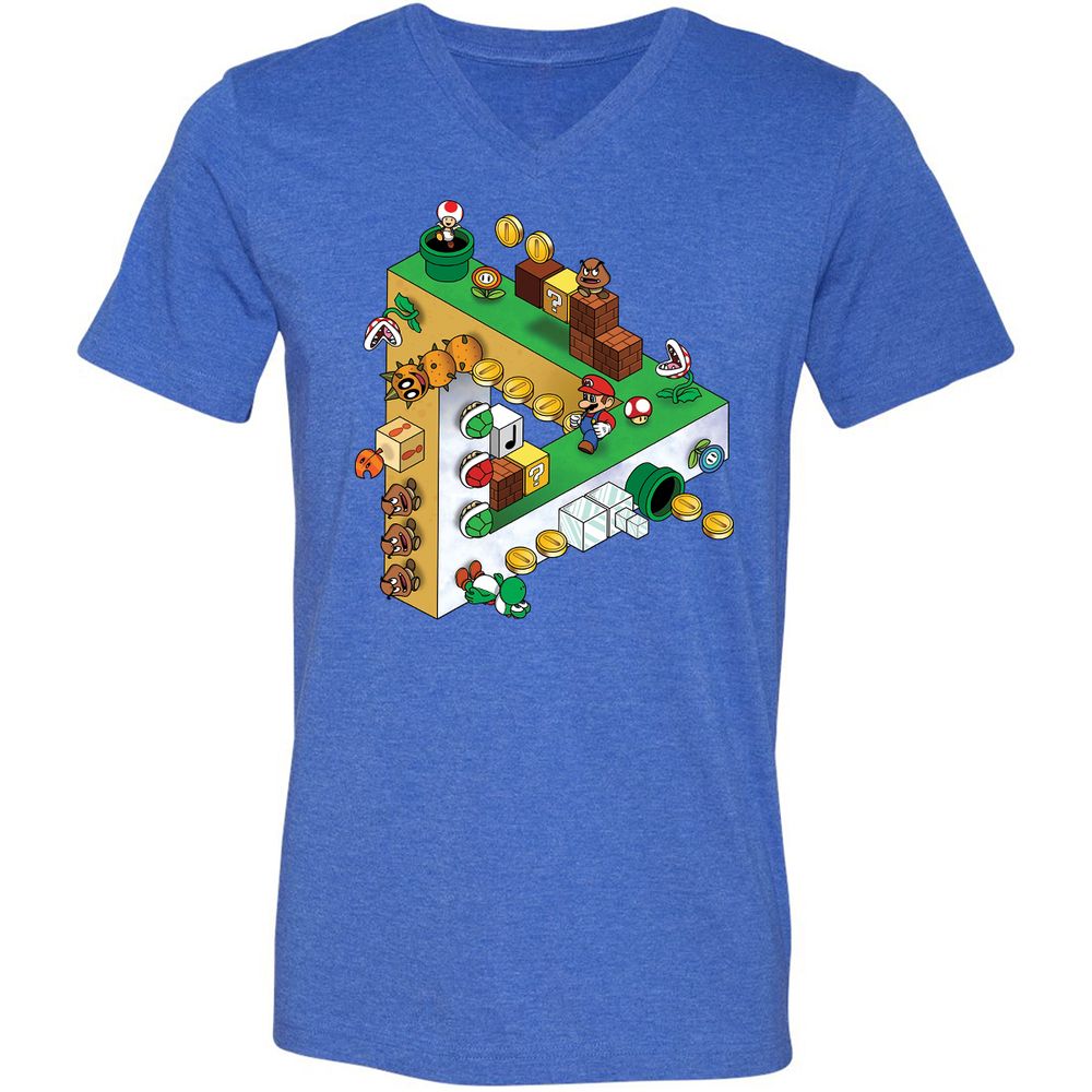 Unisex V-Neck T-Shirt - 9BHGWU5W - Heather True Royal - 14