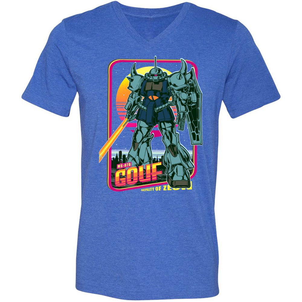 Unisex V-Neck T-Shirt - KXQYF9RH - Heather True Royal - 14