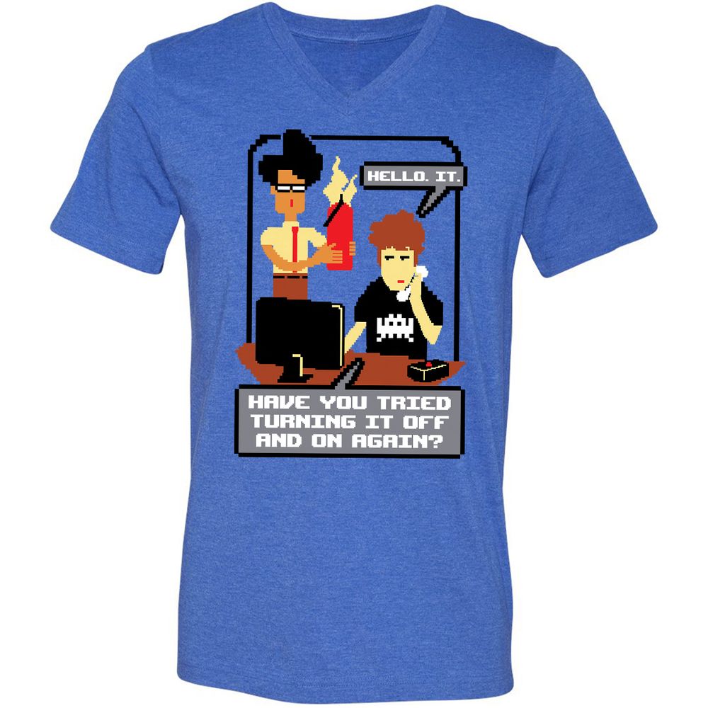 Unisex V-Neck T-Shirt - HNEUZ7PF - Heather True Royal - 14