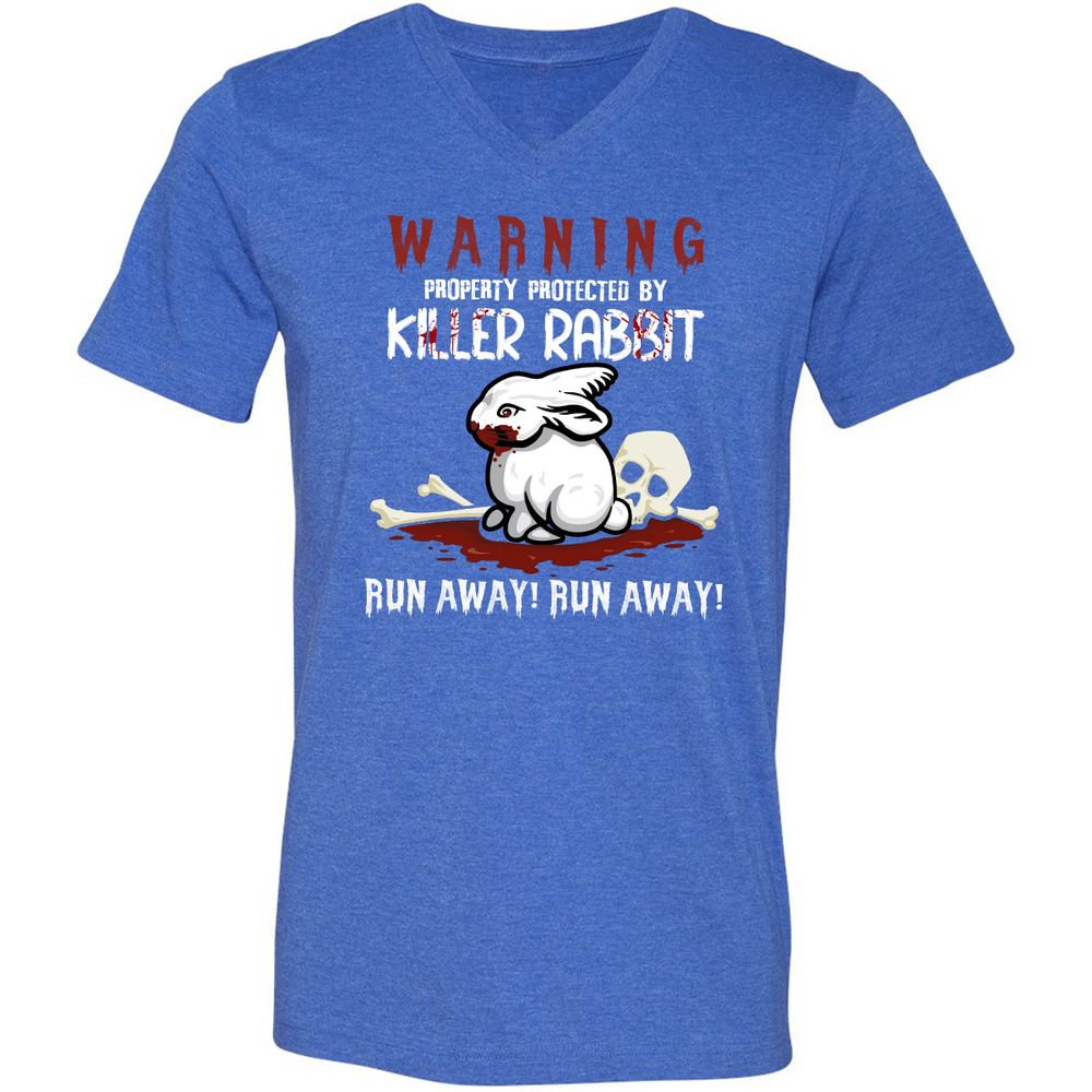 Unisex V-Neck T-Shirt - PWJBPH3J - Heather True Royal - 14