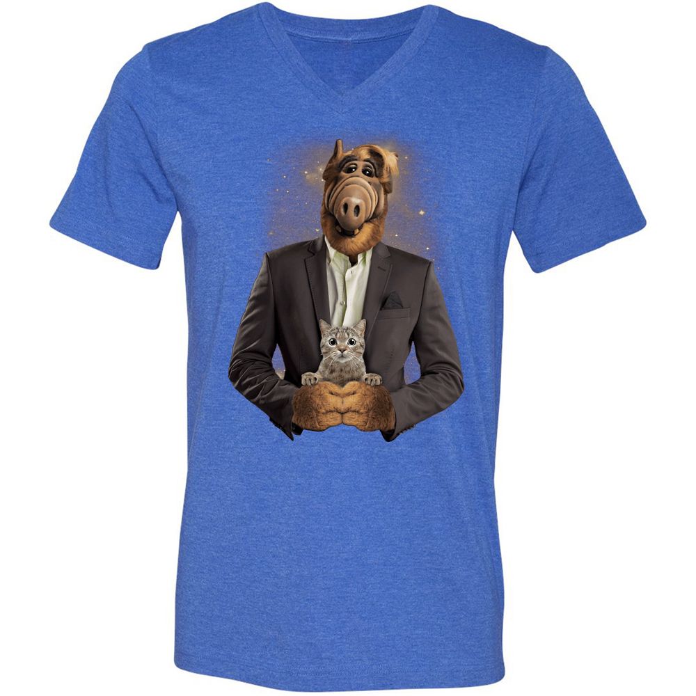 Unisex V-Neck T-Shirt - RHFGZGKW - Heather True Royal - 14
