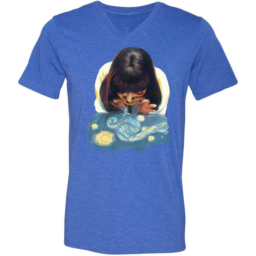 Unisex V-Neck T-Shirt - NCLHZQQT - Heather True Royal - 14