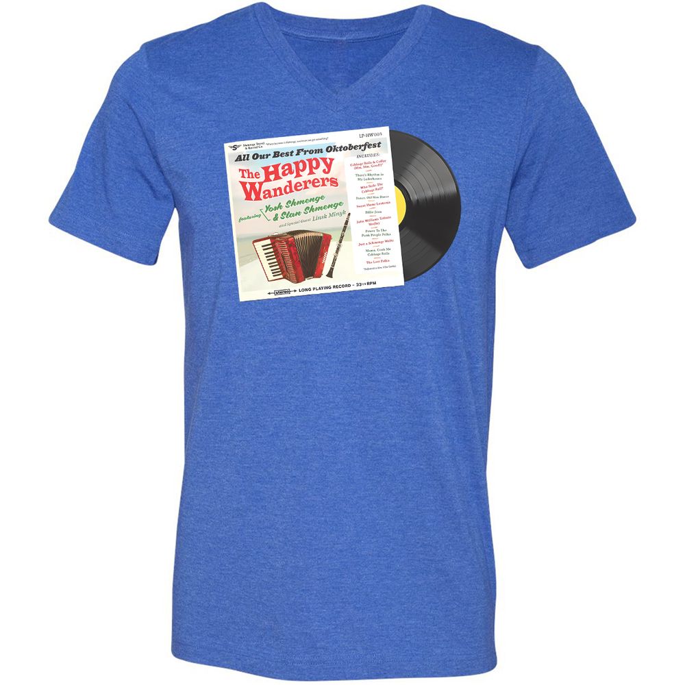 Unisex V-Neck T-Shirt - QHDQ77EH - Heather True Royal - 14