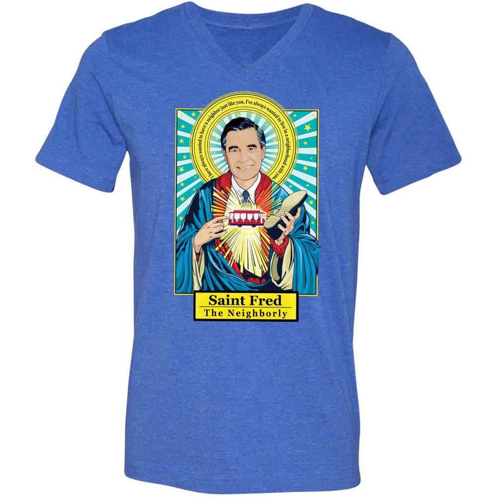 Unisex V-Neck T-Shirt - LCTVDF6Y - Heather True Royal - 14