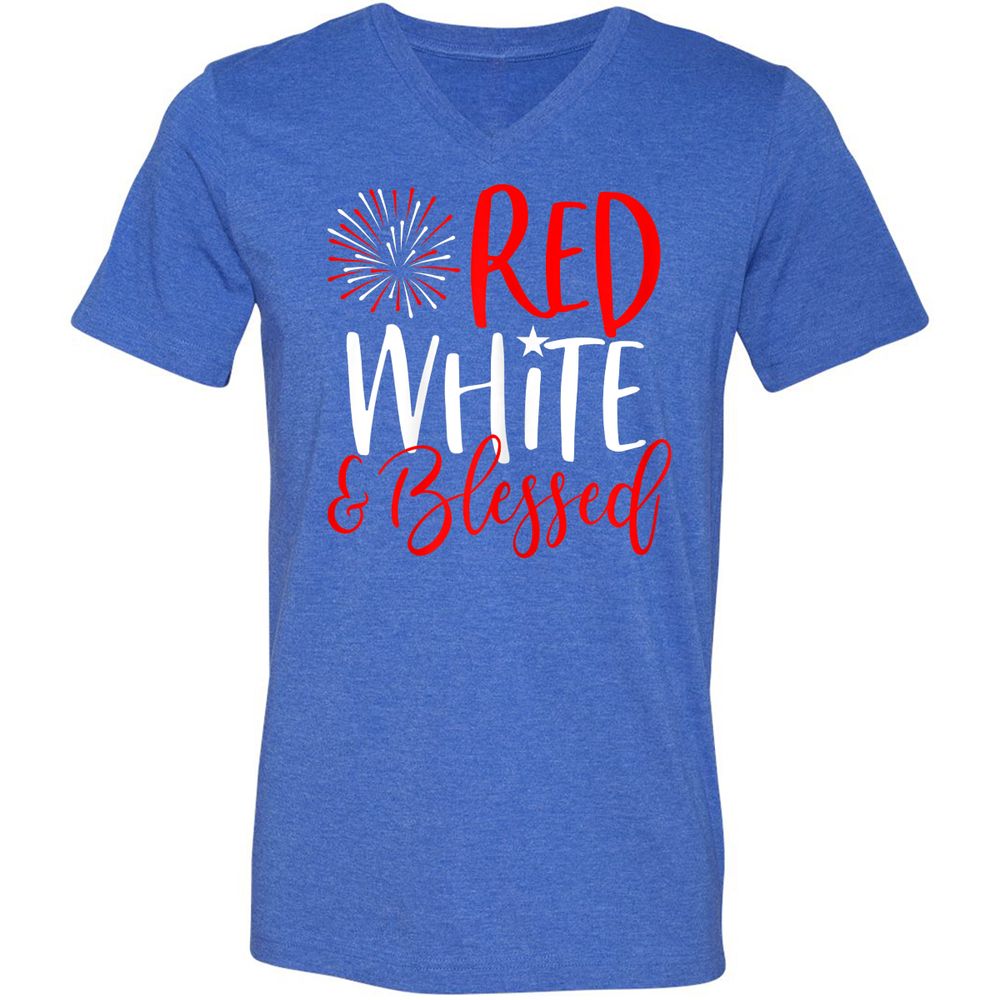 Unisex V-Neck T-Shirt - 5SPZF4MN - Heather True Royal - 14