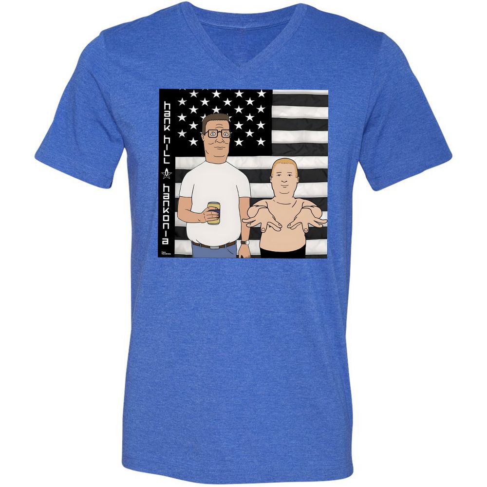 Unisex V-Neck T-Shirt - FJ74KX2E - Heather True Royal - 14